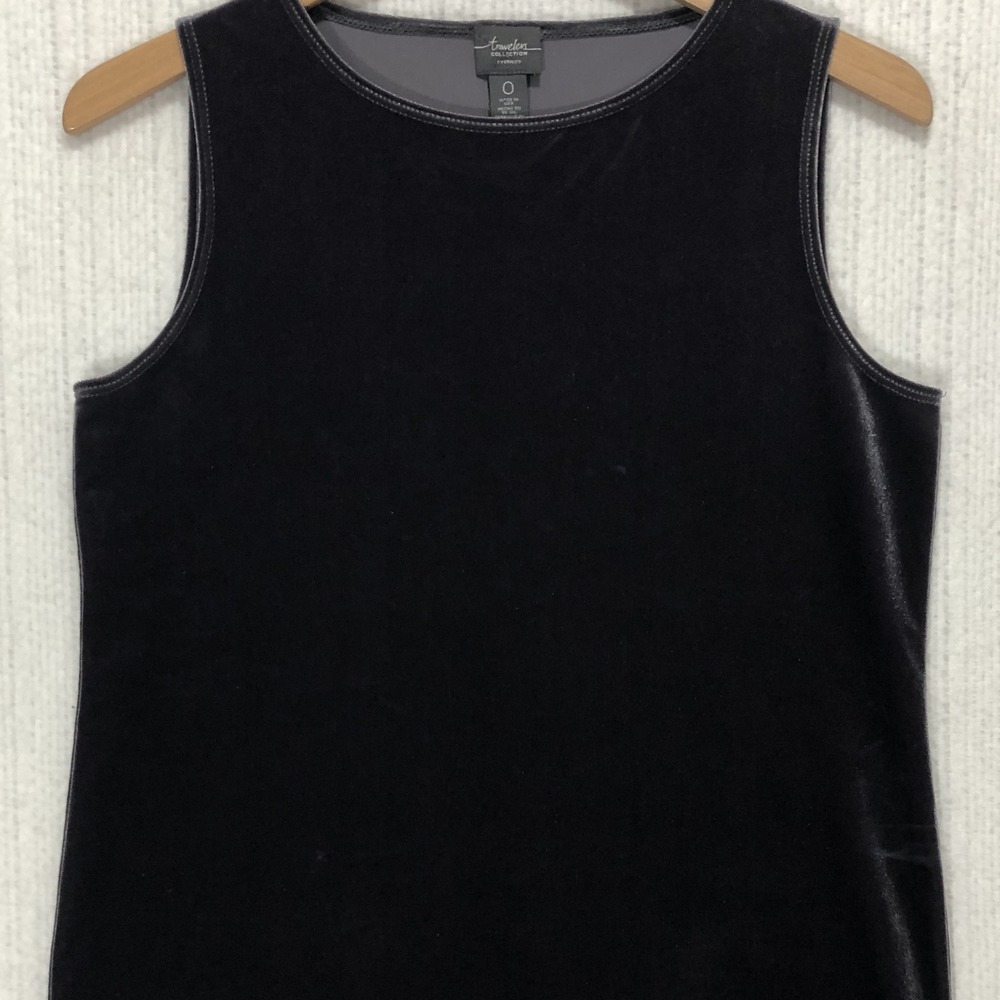 Chicos Travelers Collection Gray Velvet Tank Top Sleeveless Scoop Neck Size 0